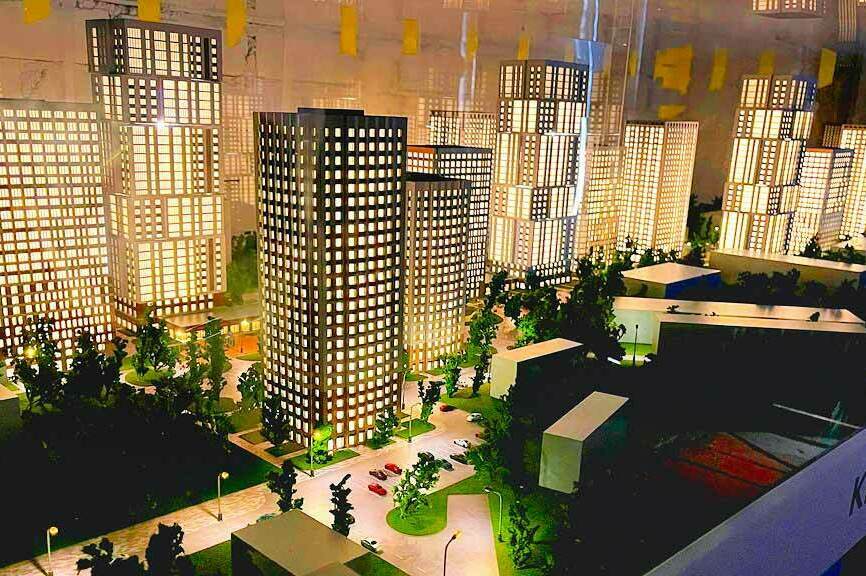 Архитектурный макет жилого комплекса высотных домов