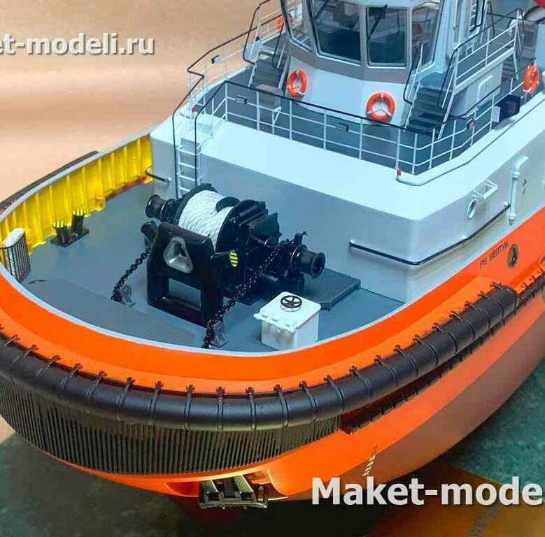  Масштабная модель гражданского судна буксира. Изготовлено на заказ студией макетов для подарка