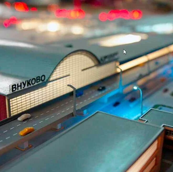 Архитектурный макет с подсветкой аэропорта в г. Москва