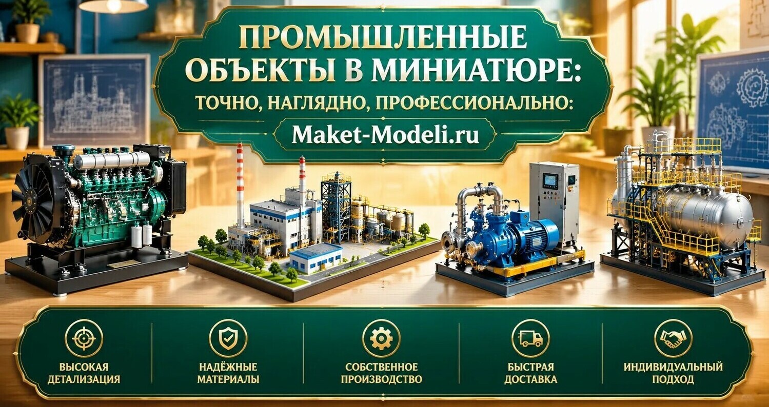 3‑D масштабные макеты промышленных объектов: нефтехимическое производство, энергоустановки, технологические линии — Maket‑Modeli.ru: точность, детализация, профессиональное исполнение 3‑D масштабный макет промышленного комплекса: детализированные макеты заводских зданий, резервуаров, технологических установок и энергооборудования для наглядной презентации проектов