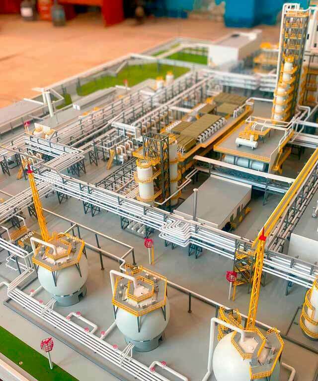Масштабный макет объекта по переработке, хранению и перекачке нефти Промышленный макет выполненная по техническому заданию