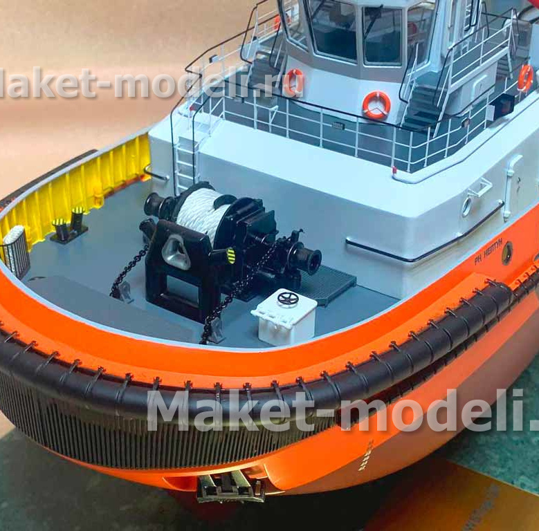  Масштабная модель гражданского судна буксира. Изготовлено на заказ студией макетов для подарка