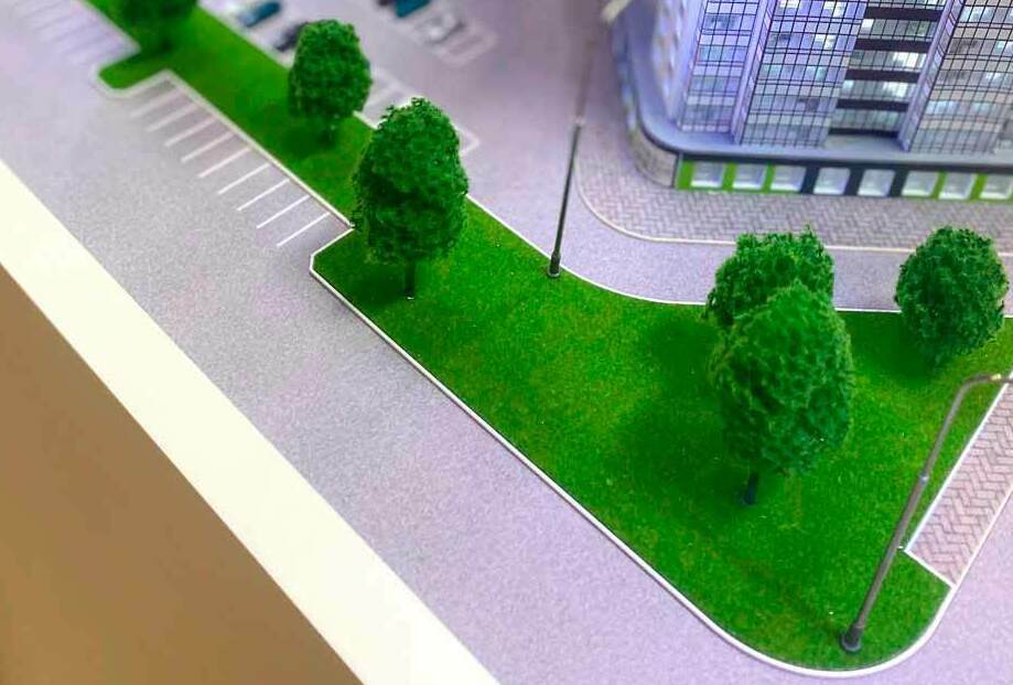 Архитектурный макет жилого комплекса, выполненный на заказ для выставки студией макетов Архитектурный макет жилого комплекса, выполненный на заказ для выставки студией макетов