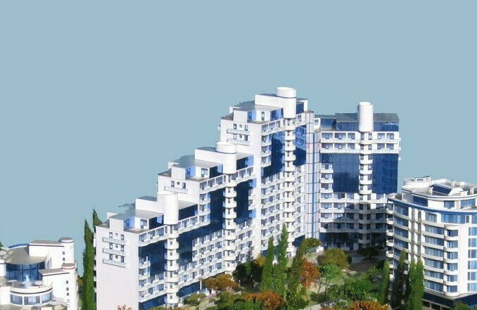 Масштабный модель многоэтажек в жилом комплексе