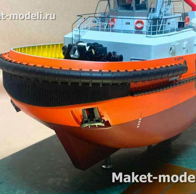  Масштабная модель гражданского судна буксира. Изготовлено на заказ студией макетов для подарка